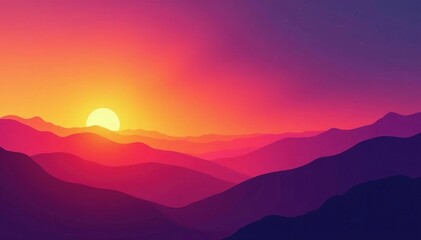 Gradient sunset hues, vibrant orange to deep purple, blend, hue, abstract