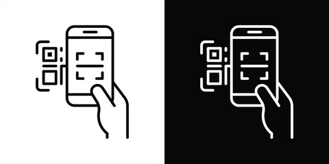 scanning code icon. contain payment, mobile payment, purchase, QR code, mobile phone payment QR code, barcode, scanning thin line icon for your app and web. vector illustration