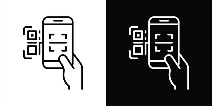 scanning code icon. contain payment, mobile payment, purchase, QR code, mobile phone payment QR code, barcode, scanning thin line icon for your app and web. vector illustration