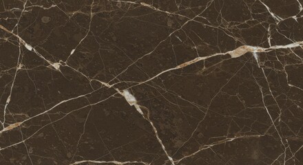 Dark Brown Marble Texture with Light Beige Crystalline Veins Rich Earthy Stone Background