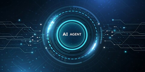 Futuristic digital interface depicting ai agent technology and advanced circuitry