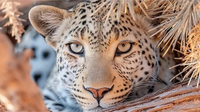 Leopard face closeup in natural setting