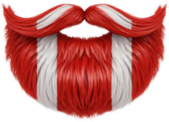 Realistic Red and White Striped Beard Peruvian Flag Inspired Hair Digital Mustache and Goatee