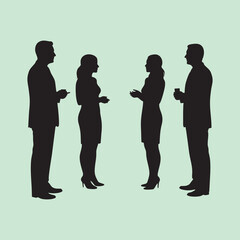 vector illustration of a silhouette of a group of people having a discussion