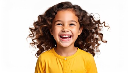 Joyful Girl with Curly Hair: A Vibrant, Happy Portrait