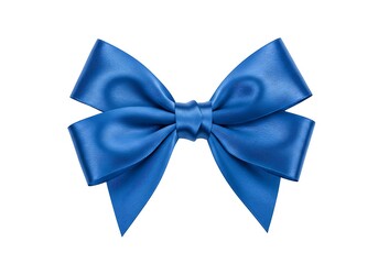 Naklejka premium A close up shot of a symmetrical shiny blue bow isolated against a solid white background studio shot