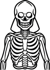 Black and White Happy Halloween Skeleton Illustration in Cartoon Line Art Style
Happy Skeleton Clipart, Halloween Skeleton Drawing, Black and White Bones, Cartoon Skeleton Art