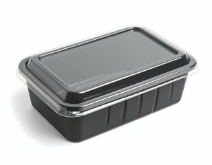 Black Rectangular Food Container With Clear Lid