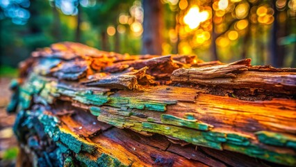 Decaying Tree Trunk, Mealy Wood Texture, Bokeh Background, Close-Up, Nature Photography