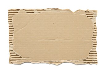 A piece of torn corrugated cardboard showing the inner layers isolated on a white background surface