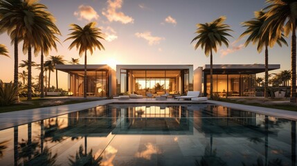 Obraz premium architecture house palm tree