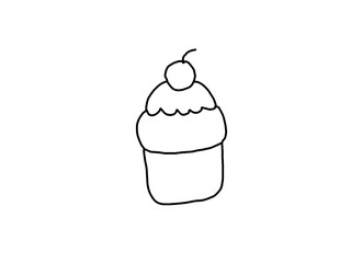 The cupcake has a round base with a fluffy top that represents frosting.