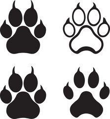 Fototapeta premium paw print icons, dog paw silhouette vector icon set, dog paw print logo bundle