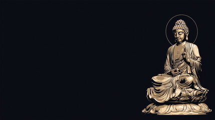 Fototapeta premium Statue of Budha on black backround