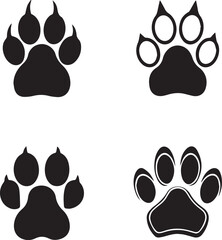 Fototapeta premium paw print icons, dog paw silhouette vector icon set, dog paw print logo bundle