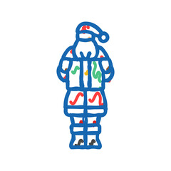 santa claus holding a gift icon doodle illustration