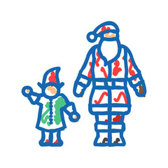 santa claus elves icon doodle illustration