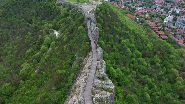 Aerial view to medieval fortress of Ovech near to Provadia town, Bulgaria