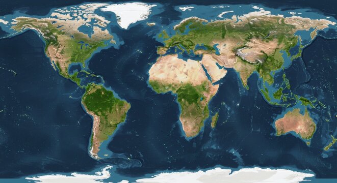 Detailed world map image for geography earth science and travel planning exploration and education use
