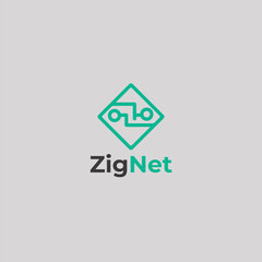 ZigNet – Abstract Circuit Logo for Tech Startup or Data Company