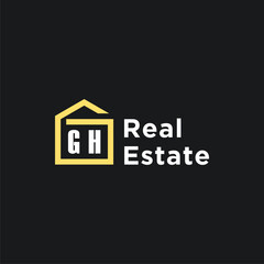 GH initials minimalist creative real estate logo vector