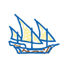 xebec ancient ship icon doodle illustration