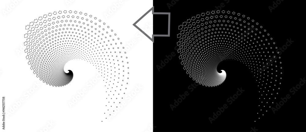 Fototapete abstract background with arrows in spiral. art design spiral as logo or icon, design element. a blac