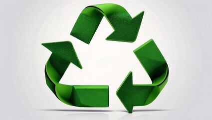 Obraz premium Recycling symbol crafted from green arrows on white background