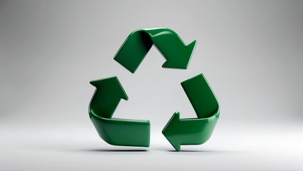 Obraz premium Recycling symbol crafted from green arrows on white background