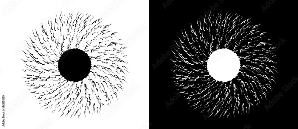 Aufkleber abstract art lines design like eye shape as symbol, logo or icon. black shape on a white background 