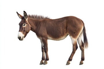 Ultra-realistic brown donkey isolated on white, perfect for creative projects