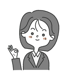 スーツを着た女性社員のバッチリな顔