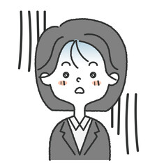 スーツを着た女性社員の落ち込んだ顔