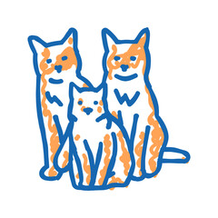 family cat breeding icon doodle illustration