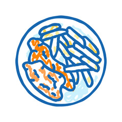chips fish icon doodle illustration