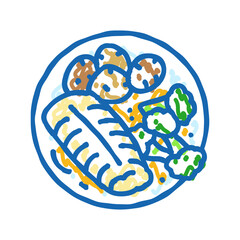 poached fish icon doodle illustration