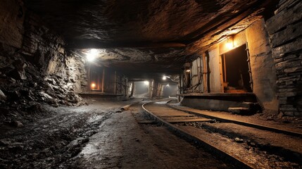 Obraz premium mine tunnel depict the essence of subterranean coal mining