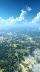 Fototapeta premium High Altitude View Of Tropical Town And Forest Landscape