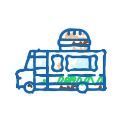 sandwich food truck icon doodle illustration