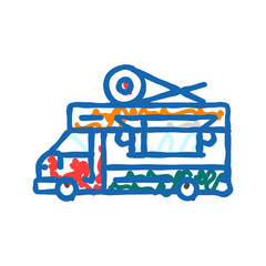 asian fusion food truck icon doodle illustration