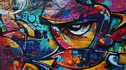 Obraz premium Urban Graffiti: A vibrant urban graffiti background with colorful street art, adding a youthful and edgy feel for fashion items. 