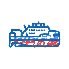 Obraz premium research vessel ship icon doodle illustration
