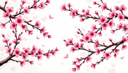 Fototapeta premium sakura blossom branches watercolor pattern, elegant and soft