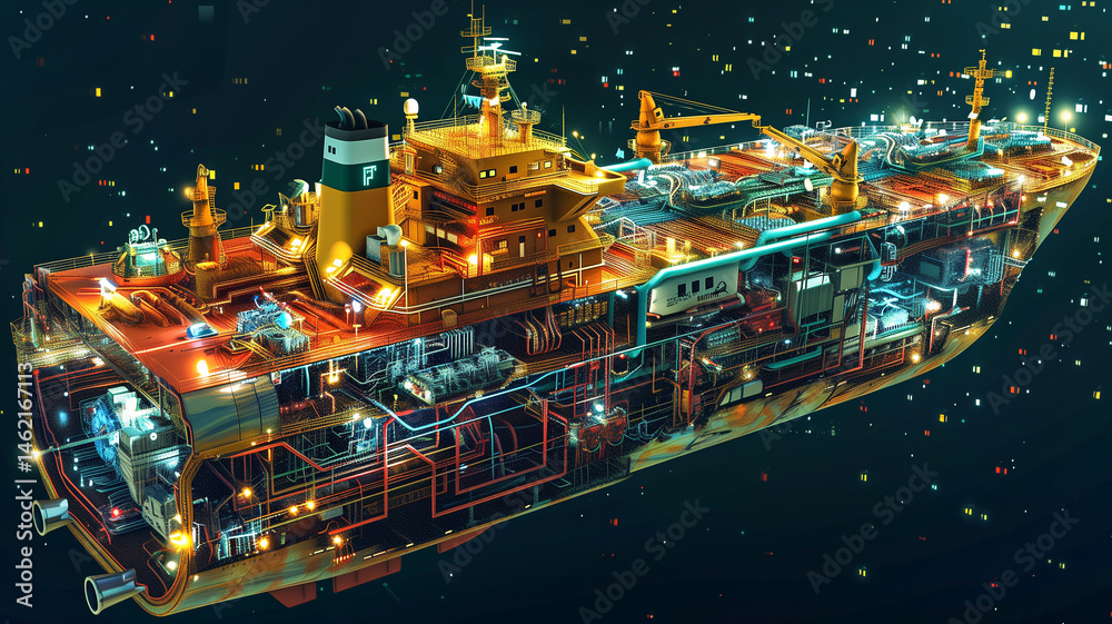 Aufkleber this high-tech maritime vessel featuring advanced automation and mobility capabilities.