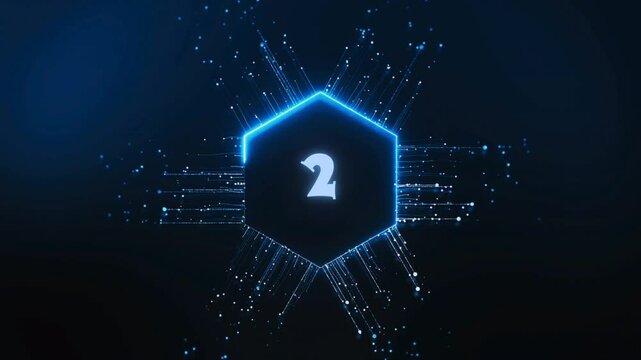 Animation with a bright neon countdown timer.