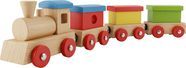 Colorful Wooden Toy Train Set Locomotive with Cars Child s Play Early Education