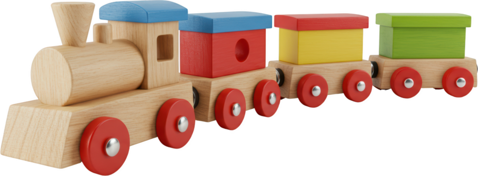 Colorful Wooden Toy Train Set Locomotive with Cars Child s Play Early Education