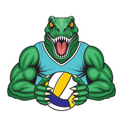 dinosaur volleyball mascot vector illustration design