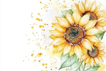 Beautiful flower illustration alongside watercolor sunflower seeds.