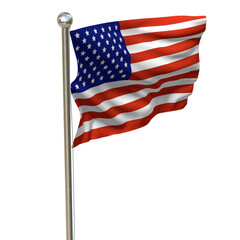 American Flag bird view 3d render